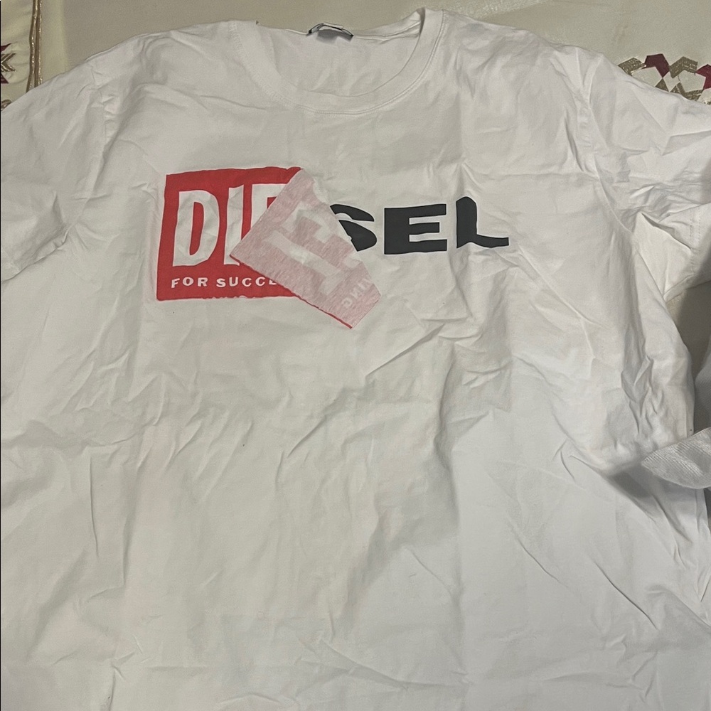 Diesel White and Red Logo T-Shirt